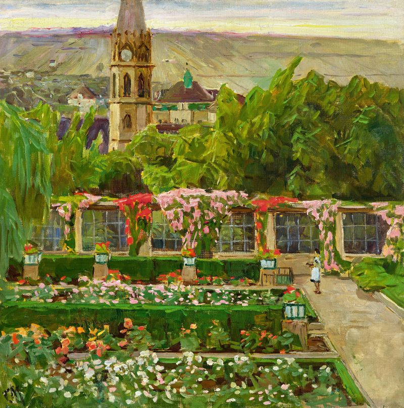 Vista do jardim da Villa Ast, óleo sobre tela de Carl Moll