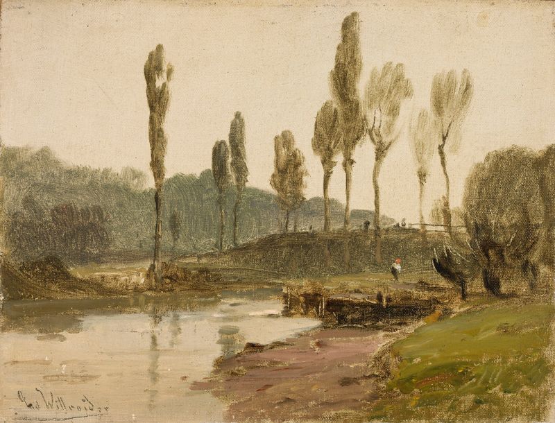 Forest landscape with water by Ludwig Willroider, depicting trees and shimmering water.