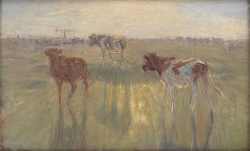 Cattle grazing on Saltholm island at sunset, oil on canvas by Theodor Philipsen