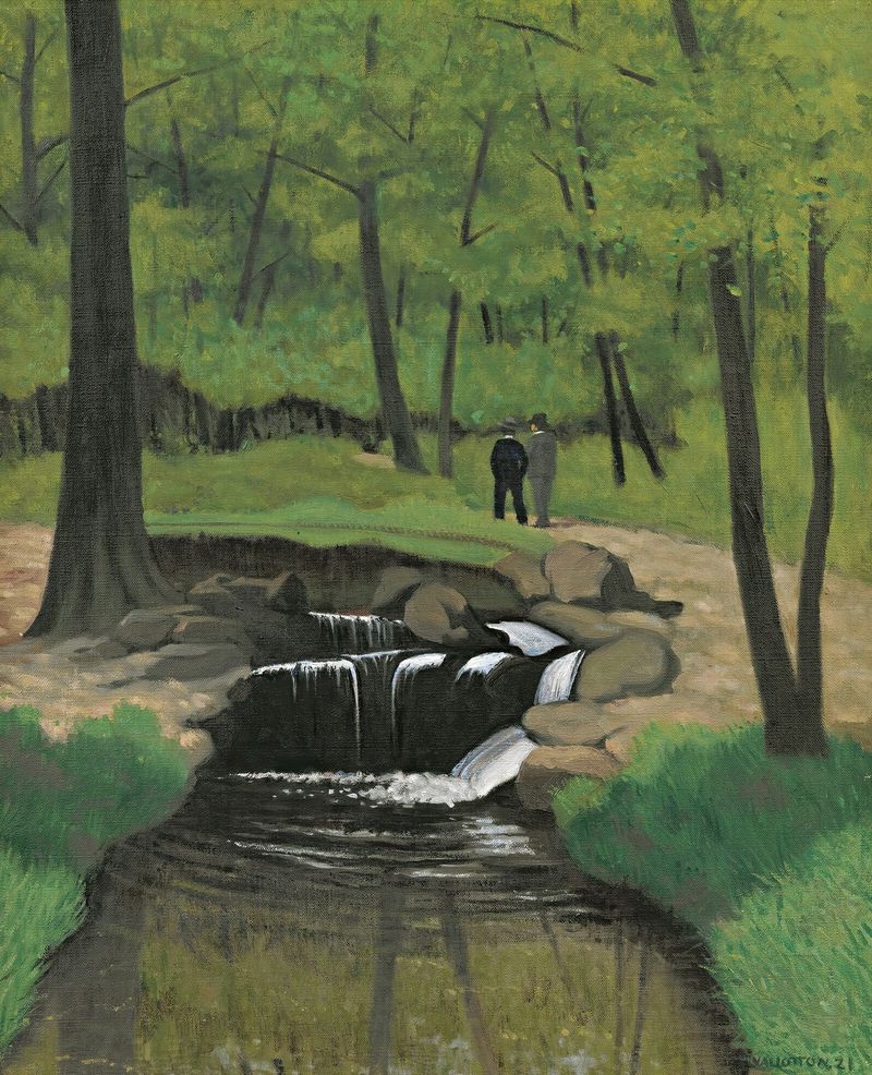 The Woods Of Boulogne, oil on canvas by Félix Vallotton, showing a tranquil forest with deep greens and textured brushstrokes.