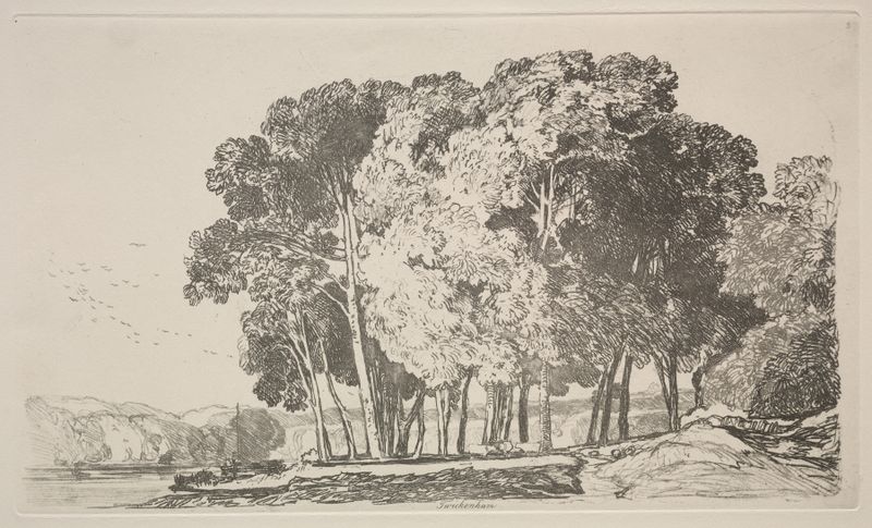 Paisaje del río Támesis por John Sell Cotman, 1838, pintura al óleo