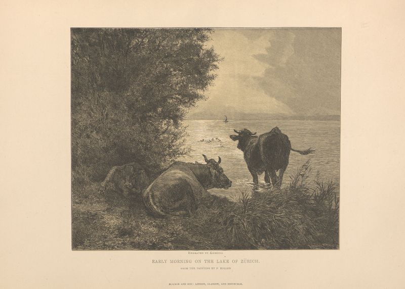 Manhã Cedo no Lago de Zurique, óleo de Theodor Gsell Fels