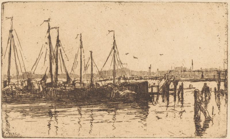Pintura de paisagem a óleo de Willem Adrianus Grondhout retratando horizonte, água e céu.