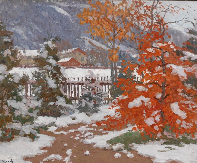 Blick vom Atelier de Carl O'Lynch of Town, pintura al óleo que representa un paisaje invernal.