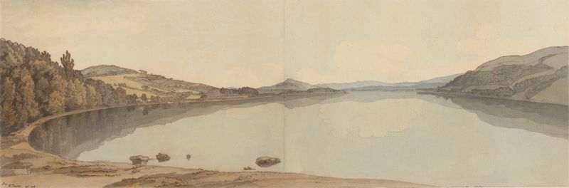Paisaje de Lake Windermere por Francis Towne, pintura al óleo