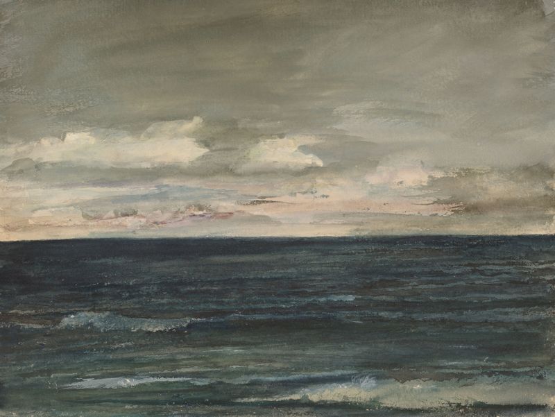 Paisaje marino con olas del océano y cielo, óleo sobre lienzo de John La Farge