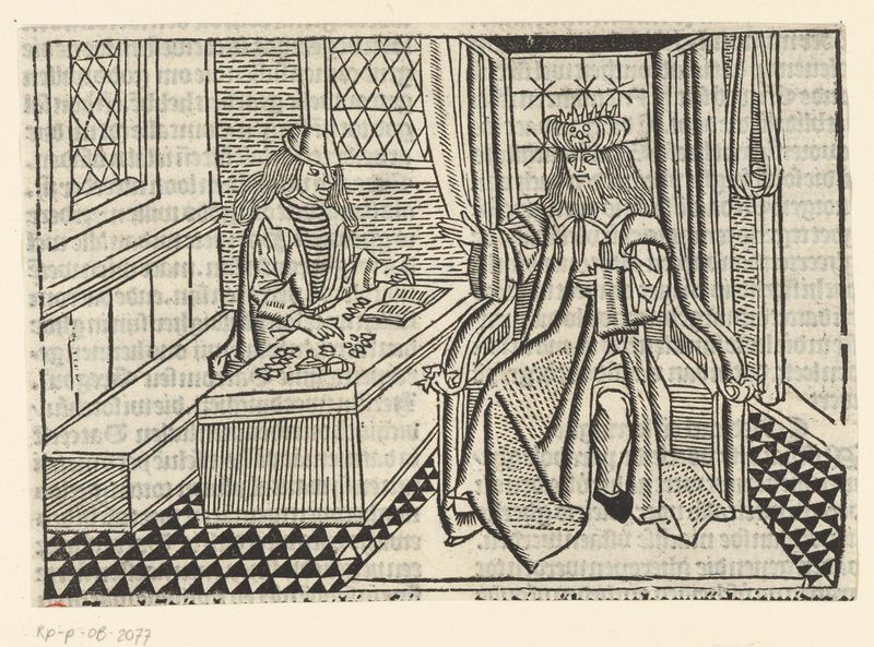 Dibujo figurativo en papel de Master of Delft que representa a un hombre rico en luz cálida