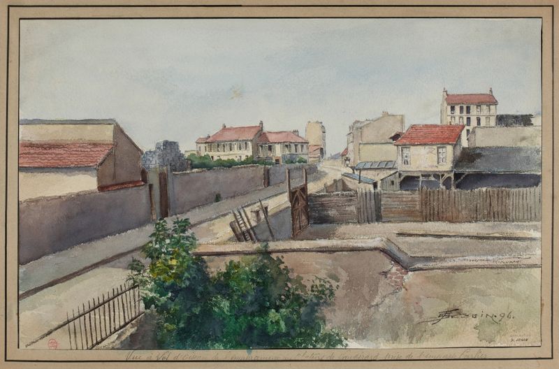 Grabado de F. Séguin que representa el paisaje del matadero de Vaugirard