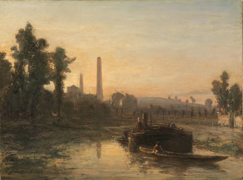 River View in France, óleo sobre tela de Johan Barthold Jongkind