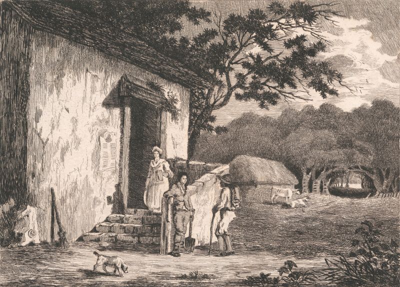 Figures at a Country Inn, oil on canvas by Edward Pryce Owen, depicting two figures in conversation.