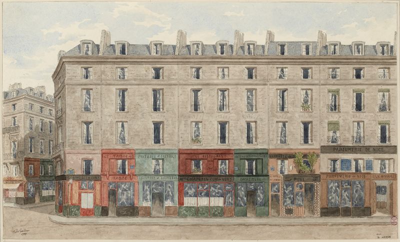 Escena arquitectónica con colores apagados de Jules Gaildrau, medio desconocido