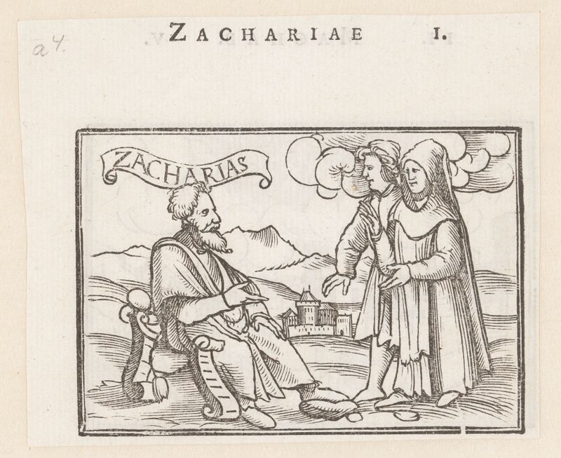 Cena religiosa com um profeta e testemunhas, meio papel de Hans Holbein (II)