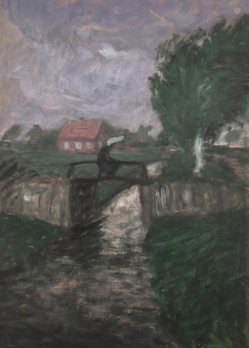 Gewittersturm by Otto Modersohn, oil on canvas depicting a stormy landscape with dark clouds.