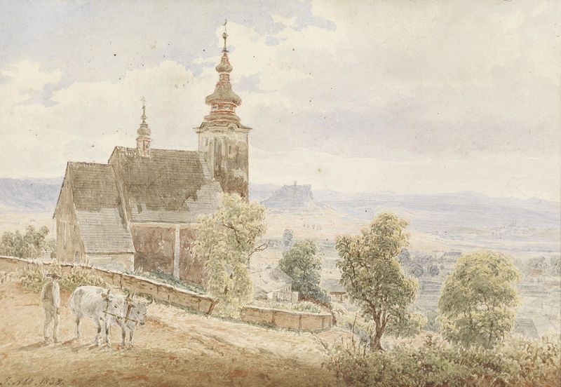 Obra abstracta de Jakob Alt, mostrando colores vibrantes y energía, pintura al óleo de 1838.