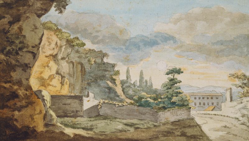 Paisaje al atardecer con luz dorada de Johann Wolfgang Von Goethe