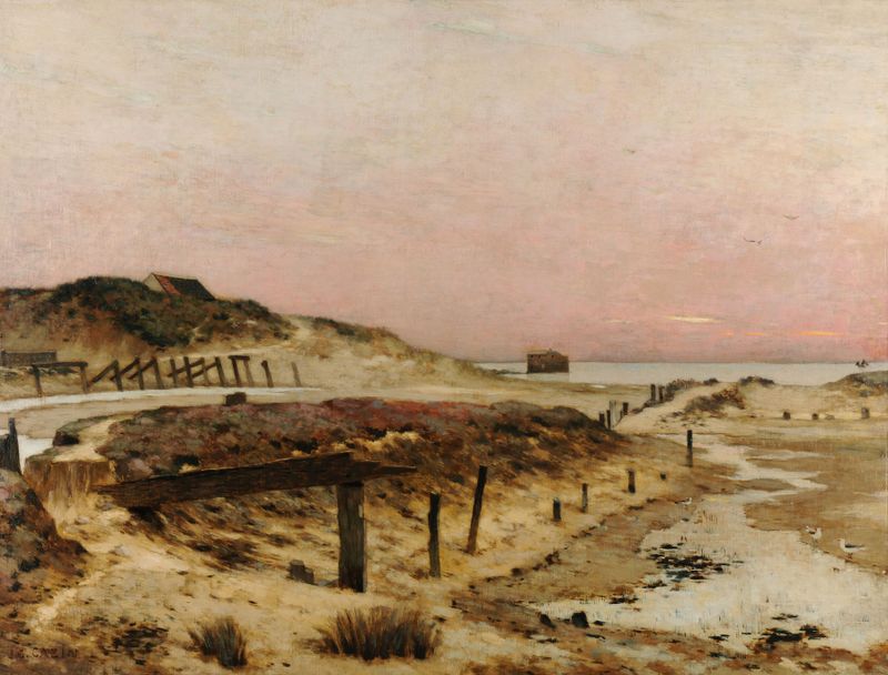 Ruines de l’ancien port de Wimereux by Jean Charles Cazin, oil painting depicting ruins by the sea.
