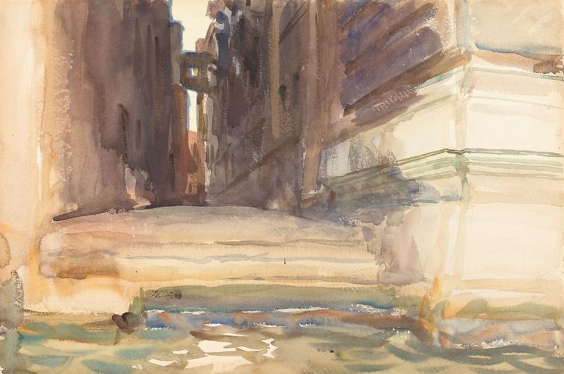 La Calle della Rosa con el Monte di Pietà, pintura al óleo de John Singer Sargent