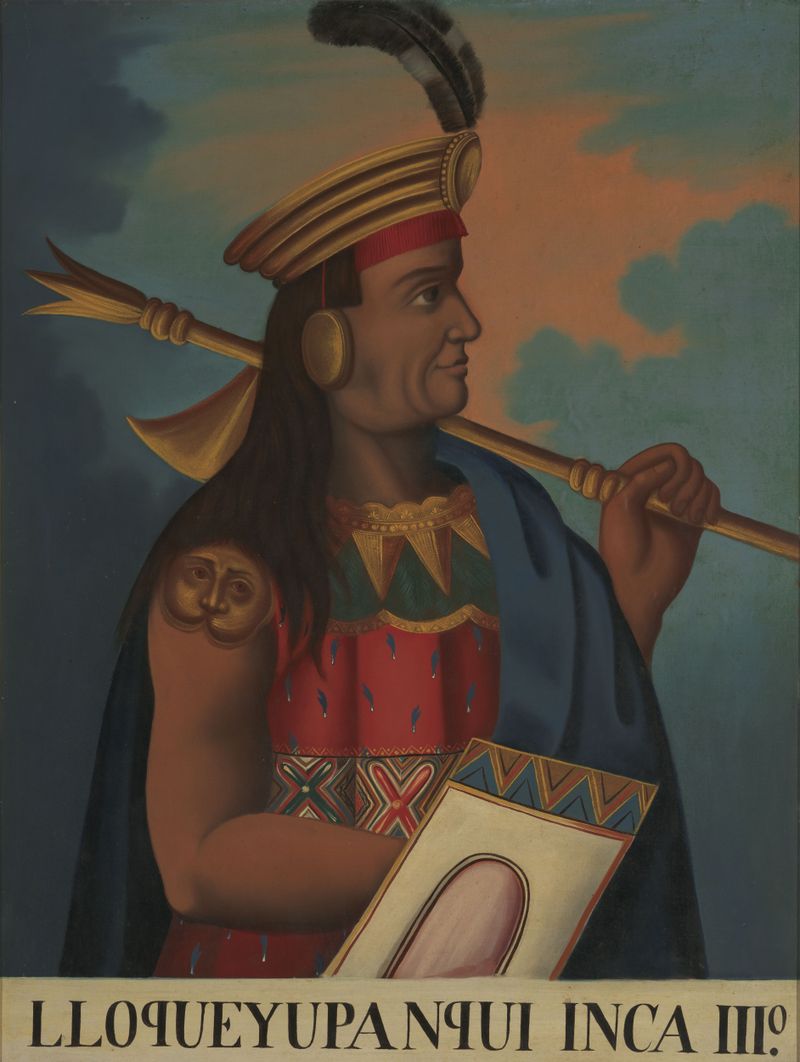 Retrato histórico de Lloque Yupanqui, óleo sobre lienzo de un artista no identificado