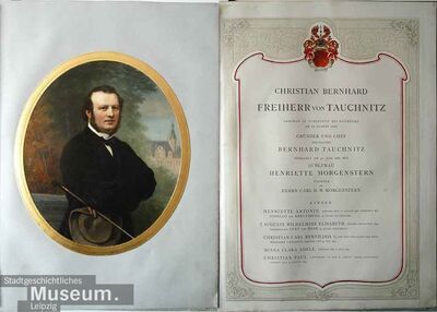 Retrato de Christian Bernhard Tauchnitz, óleo sobre tela por Bernhard Plockhorst
