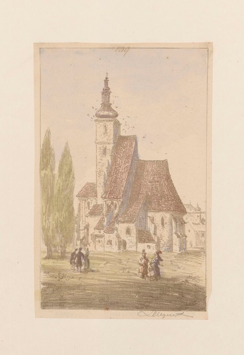 Iglesia de San Miguel de Leon Wyczółkowski, realismo, representando una iglesia majestuosa con detallada obra de piedra