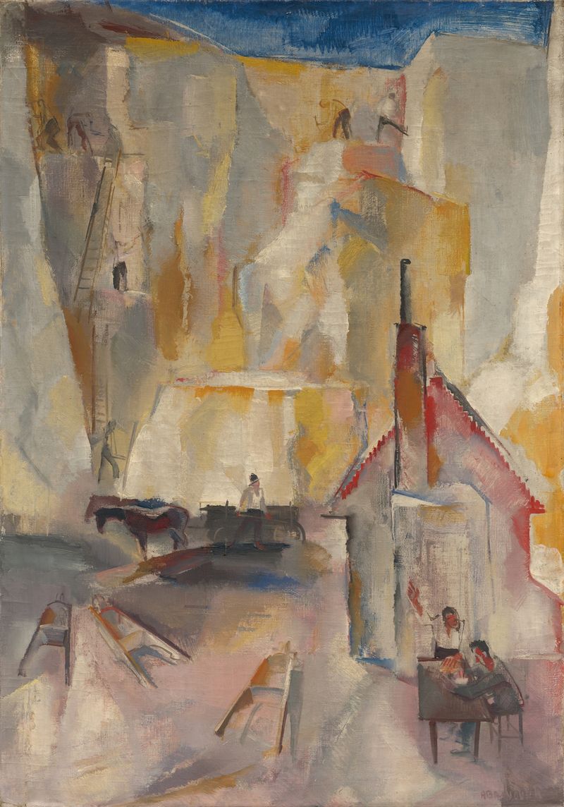 Quarry by Vilmos Aba-Novák, oil on canvas depicting a vibrant landscape with energetic brush strokes.