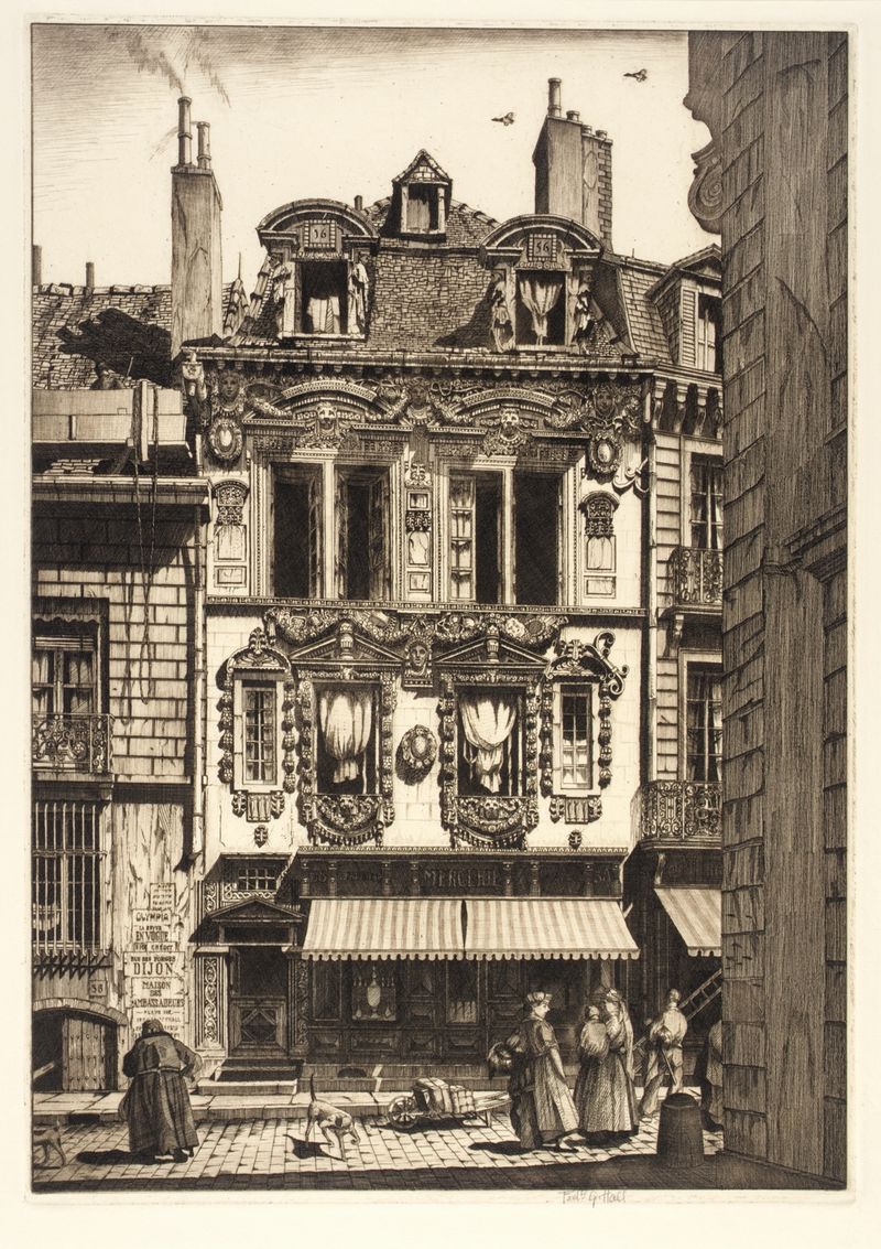 Interior scene with a staircase and balustrade, oil painting by Frederick G. Hall