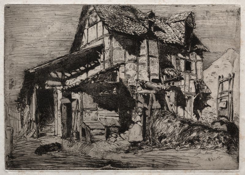 The Unsafe Tenement de James Abbott McNeill Whistler, óleo sobre tela retratando um edifício em ruínas