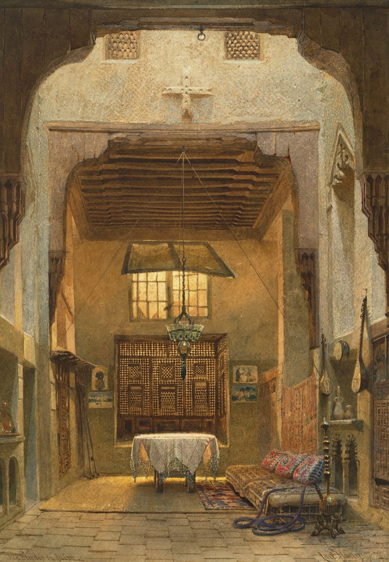 El estudio del artista en El Cairo, óleo sobre lienzo de Carl Haag