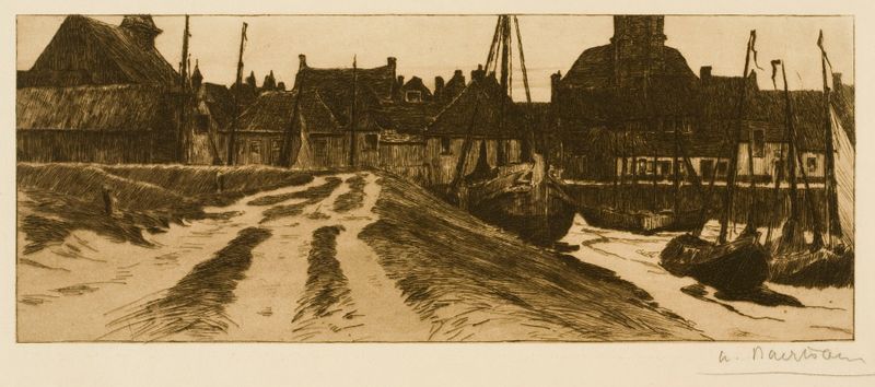 The Small Harbor of Terneuzen, in the Evening, oil on canvas by Albert Baertsoen