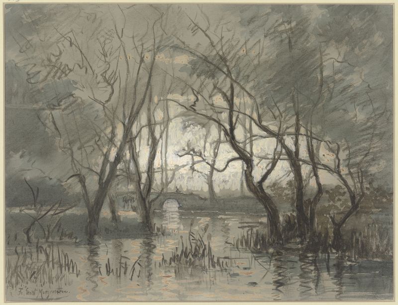 Landscape with swirling clouds and light by Friedrich Ernst Morgenstern