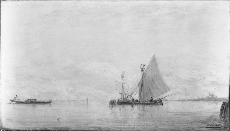 Lagoon scene in Venice, oil on panel by Félix François Georges Philibert Ziem