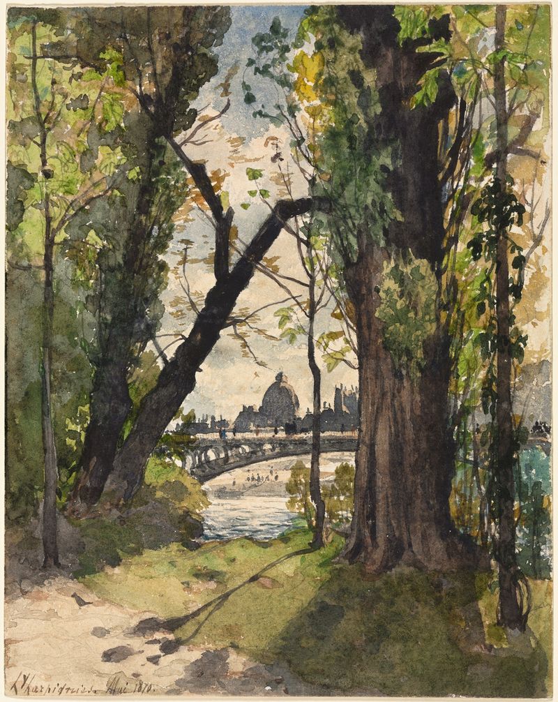 View of the Institut de France from the Foot of the Pont Royal, oil on canvas by Henri-Joseph Harpignies