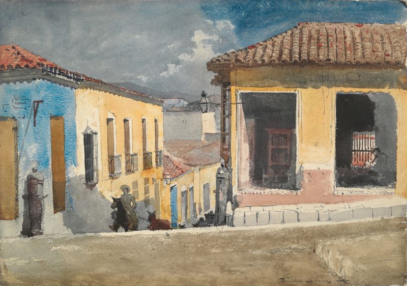 Escena de género con figuras en una calle, óleo de Winslow Homer