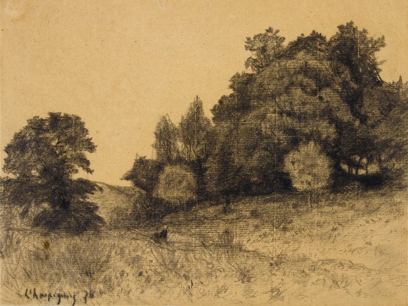 Bouquet d’arbres by Henri-Joseph Harpignies, impressionism, depicts vibrant trees and foliage.