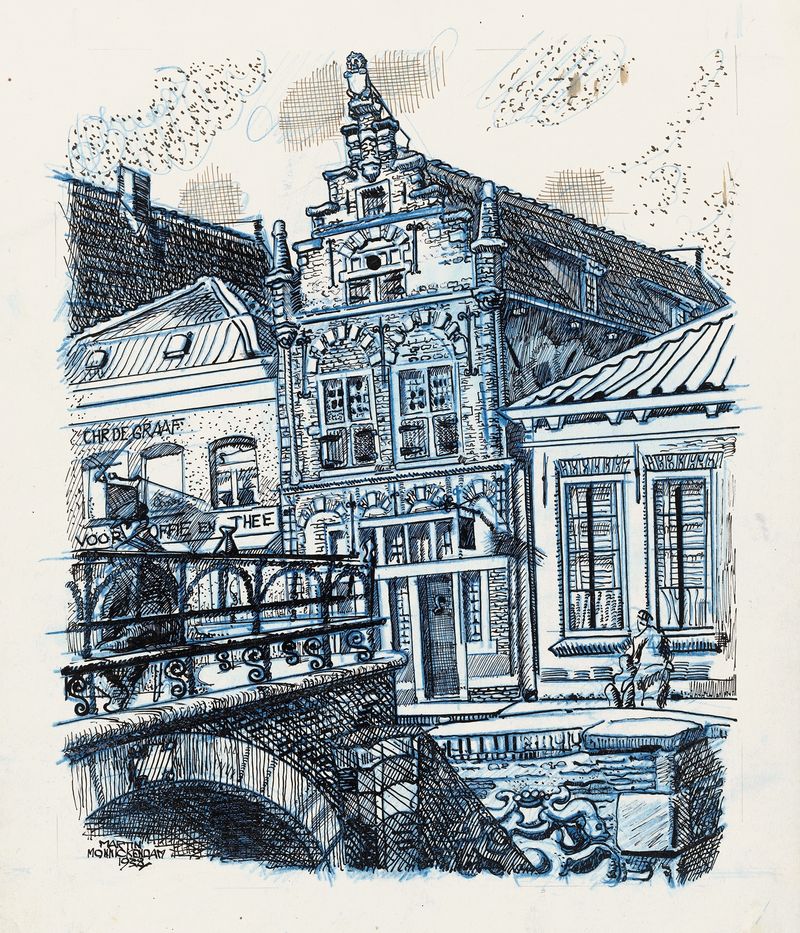 Facade of the Museum te Edam, oil on canvas by Martin Monnickendam