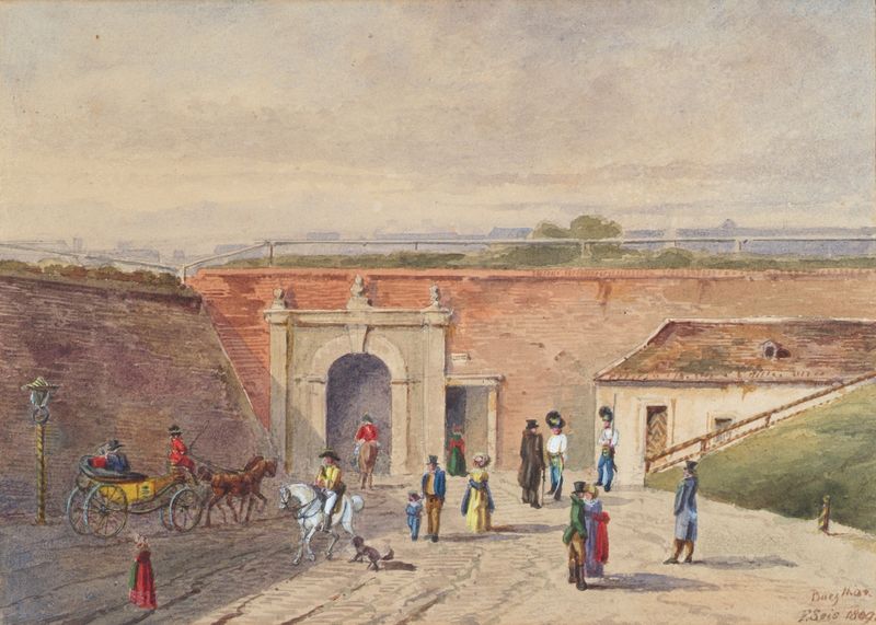 Das alte Burgtor in Wien, óleo sobre lienzo de F. Seis
