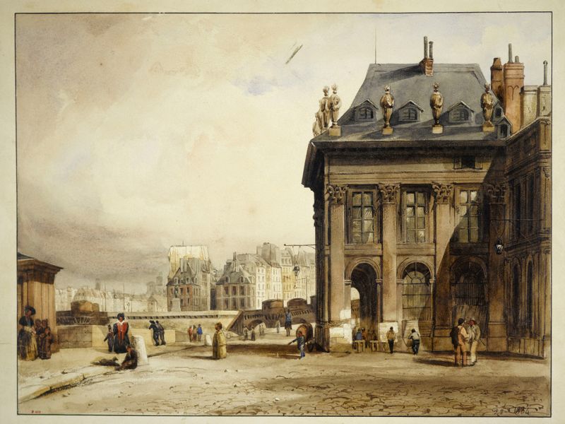 watercolour by Thomas Shotter Boys depicting a portico and architectural decay