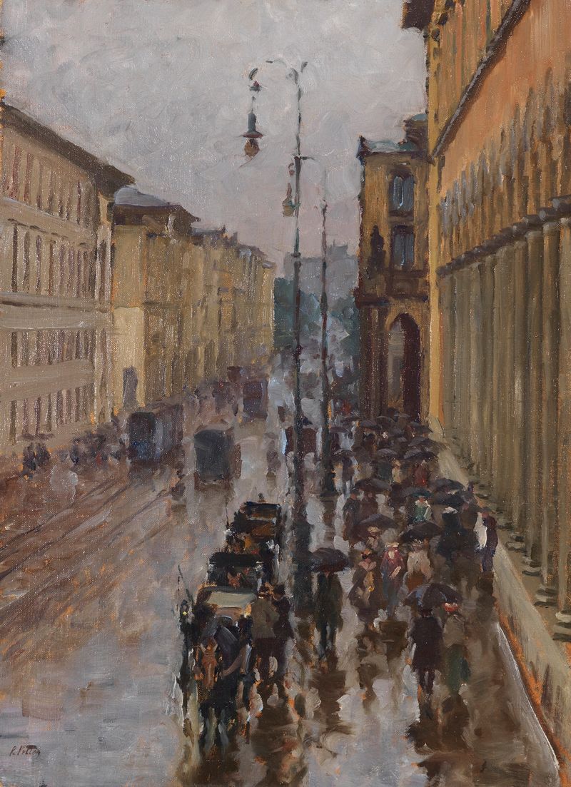 Oil on canvas by Charles Vetter depicting Maximilianstraße in Munich