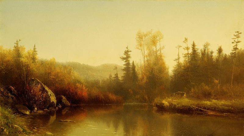 Autumn landscape with warm colors, oil painting by Homer Dodge Martin