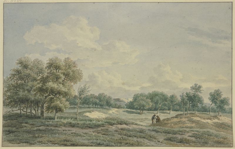 Landscape by Jan Evert Grave, Romanticism, depicting a dreamscape with lush foliage.