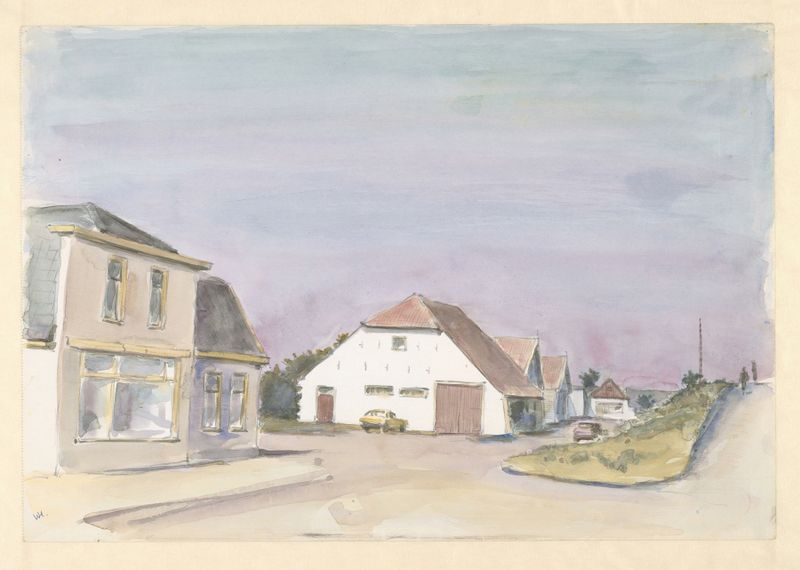 Landscape by Wim Hagemans, modernism, depicting a horizon with muted greens and soft grays.
