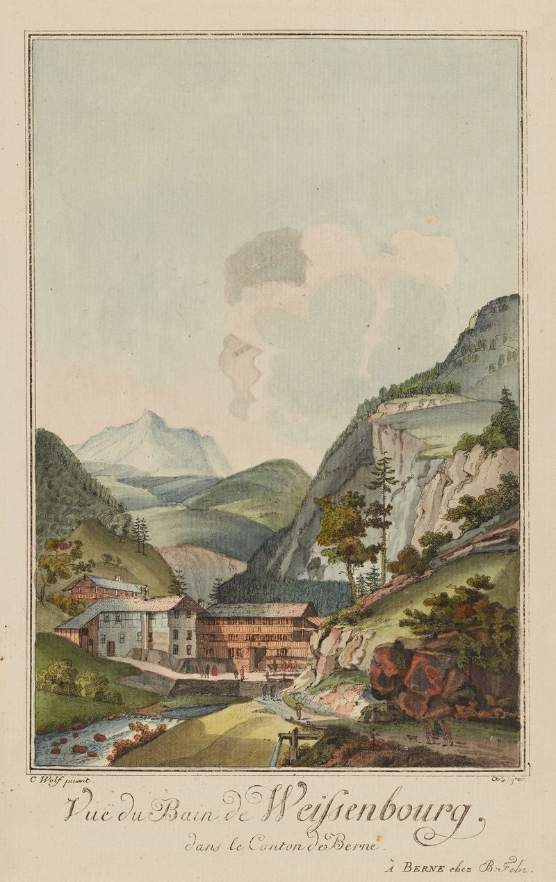 Vuë du Bain de Weissenbourg dans le Canton de Berne, oil on canvas by Caspar Leontius Wyss