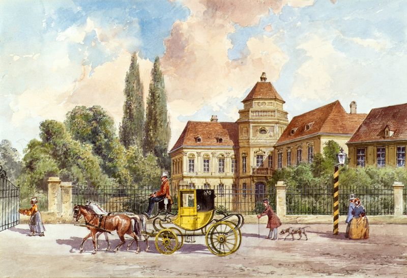 Genre scene oil painting by Ferdinand Weckbrodt depicting a gathering in Althan-Palais
