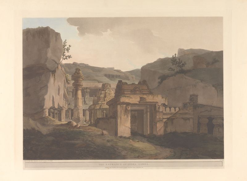 Oriental scenery Pl.31 de Thomas Daniell, retratando uma paisagem de rio tranquila em pintura a óleo.