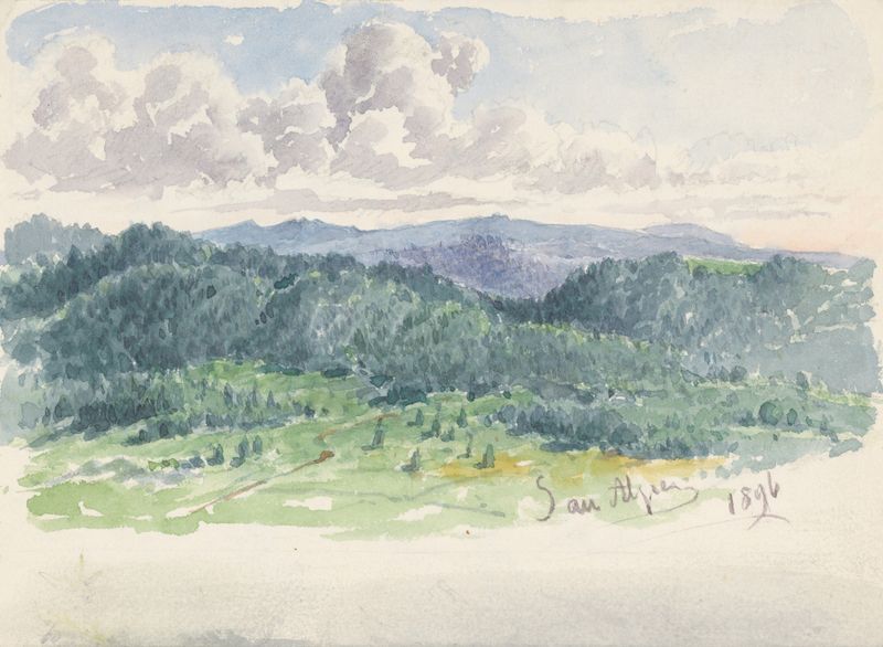Mountain landscape oil painting by Friedrich Carl von Scheidlin