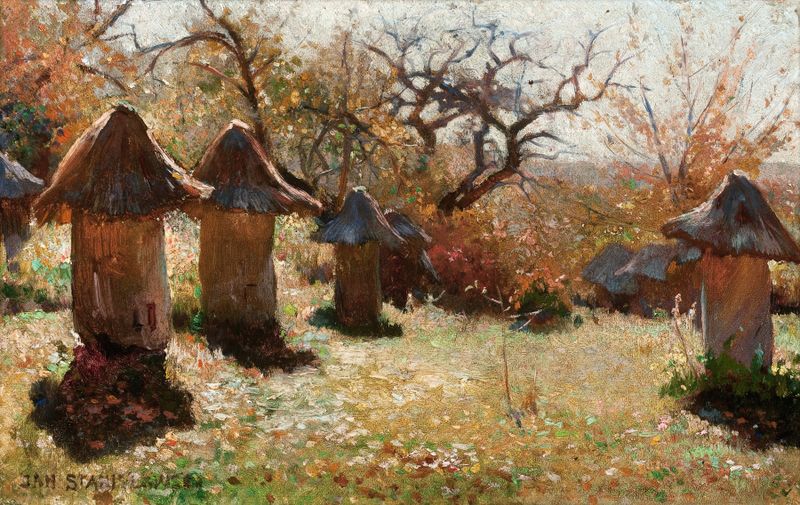Beehives in the Ukraine, óleo sobre tela de Jan Stanisławski