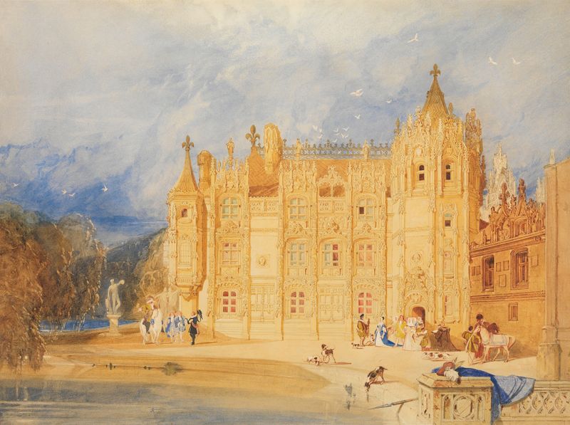 A Casa Abacial, Abadia de São Ouen, Rouen de John Sell Cotman, aquarela sobre papel