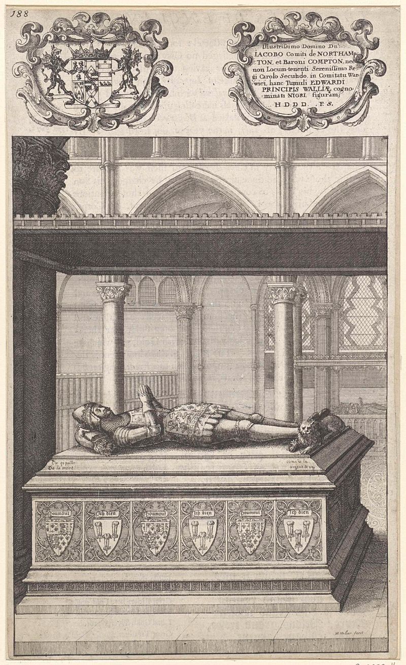 Gravura de Wenceslaus Hollar representando a tumba de Eduard van Woodstock