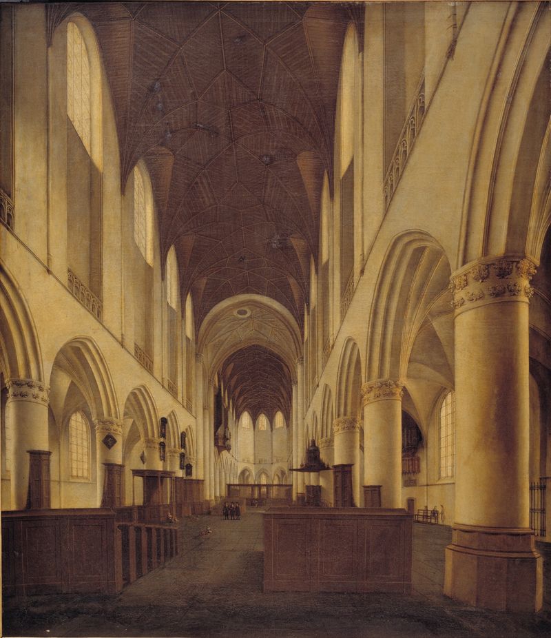 Interior of St Bavo Church in Haarlem, oil on canvas by Isaak van Nickelen