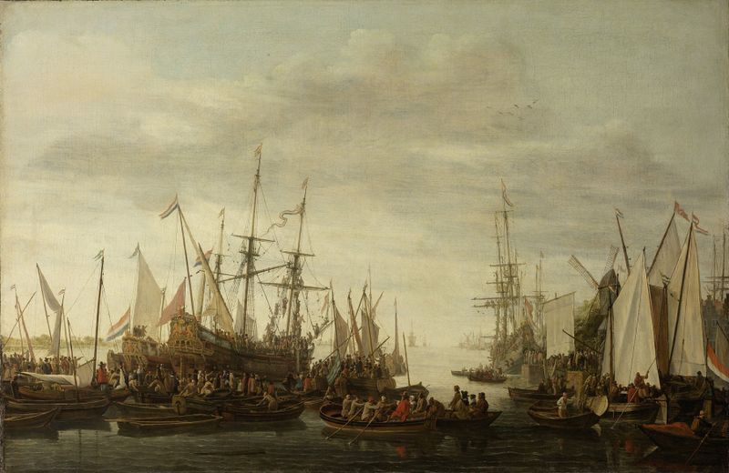 Historical scene of a ship's doctor in turmoil, oil painting by Lieve Pietersz. Verschuier
